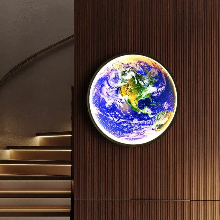 The Earth LED Wall Lamp By Euroselle Modern Globe Glass Shade