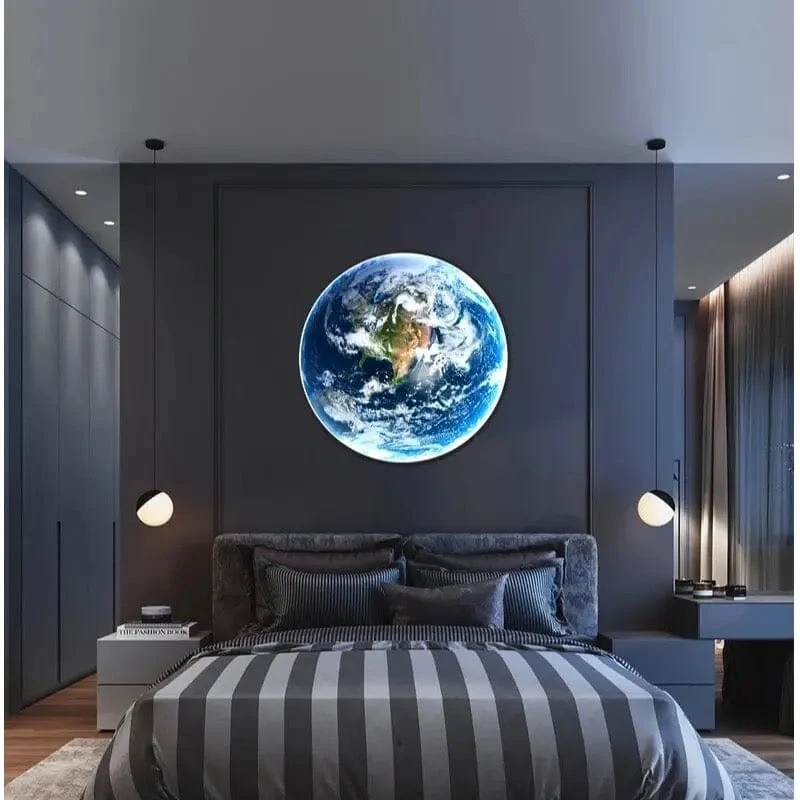 The Earth LED Wall Lamp By Euroselle Modern Globe Glass Shade