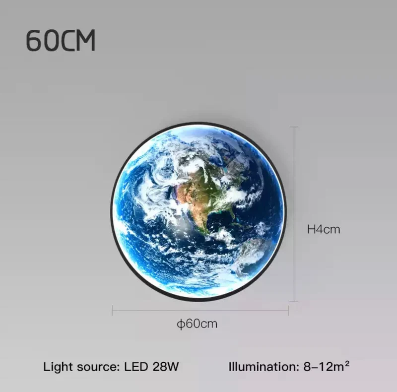 The Earth LED Wall Lamp By Euroselle Modern Globe Glass Shade
