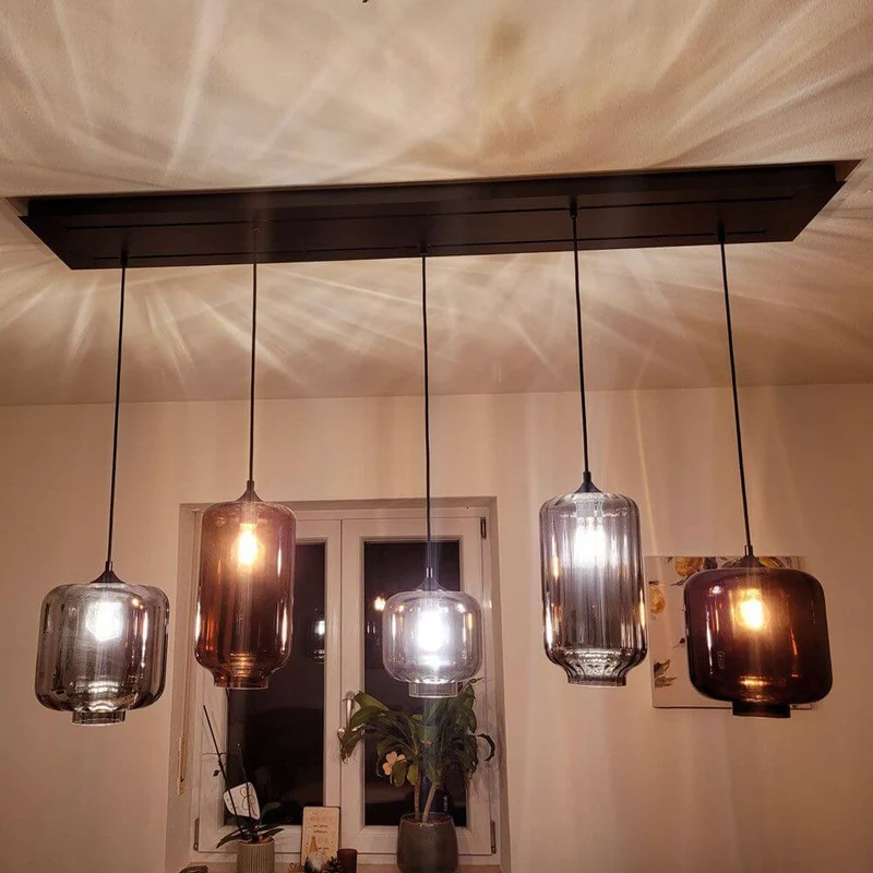s.luce Velo Esstischlampe 5-flammig 160cm Baldachin Ø 20cm