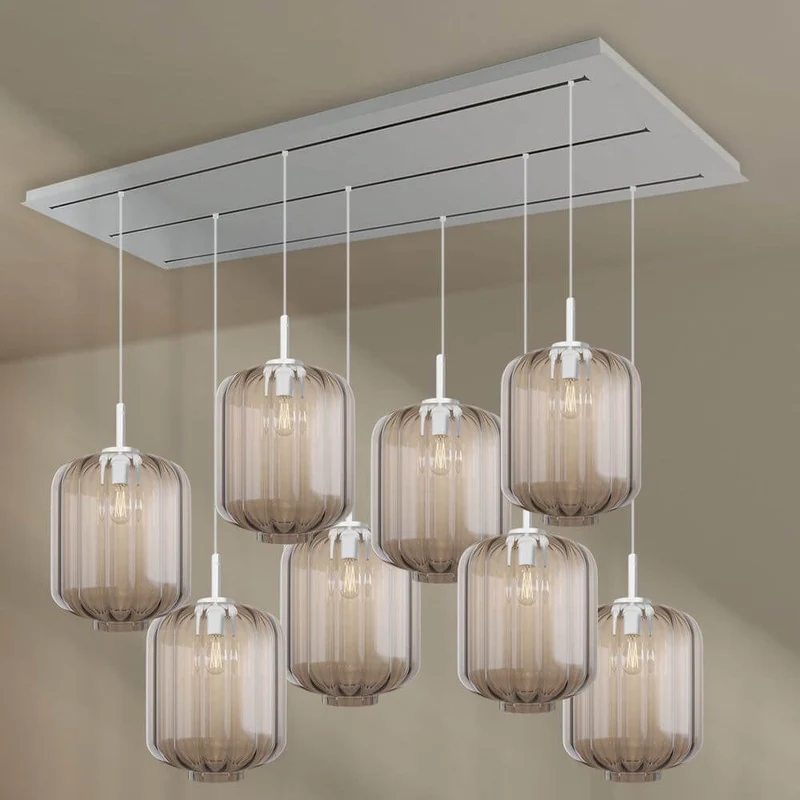 s.luce Velo Esszimmerleuchte 8-flammig 200cm 3-reihig Ø 25cm