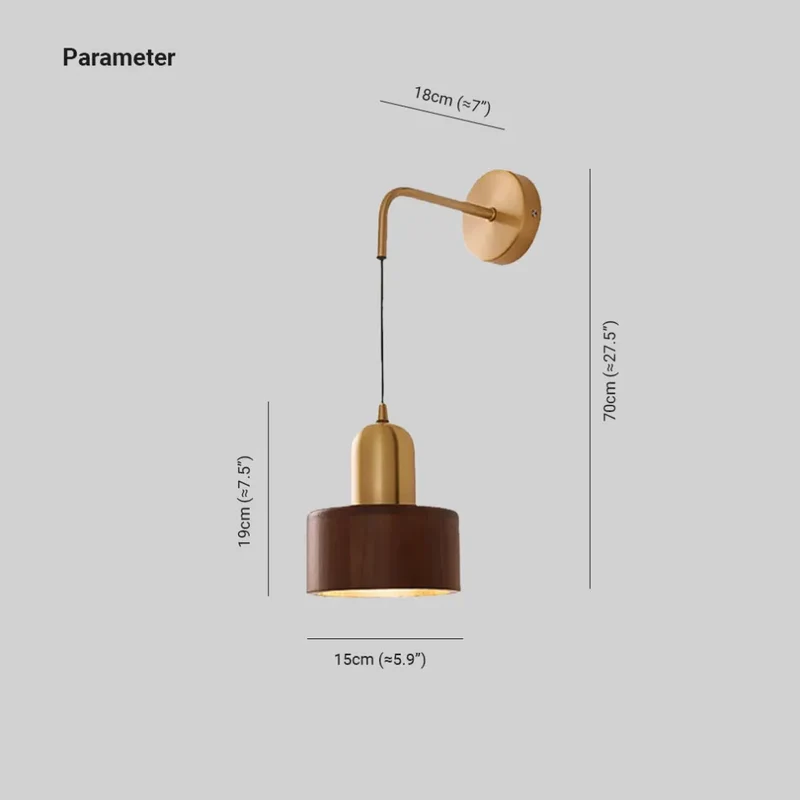 Ember Vintage Wooden Wall Lamp With Brass Accents Euroselle