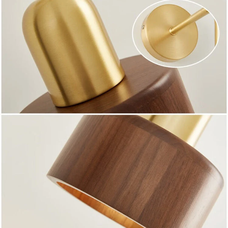 Ember Vintage Wooden Wall Lamp With Brass Accents Euroselle