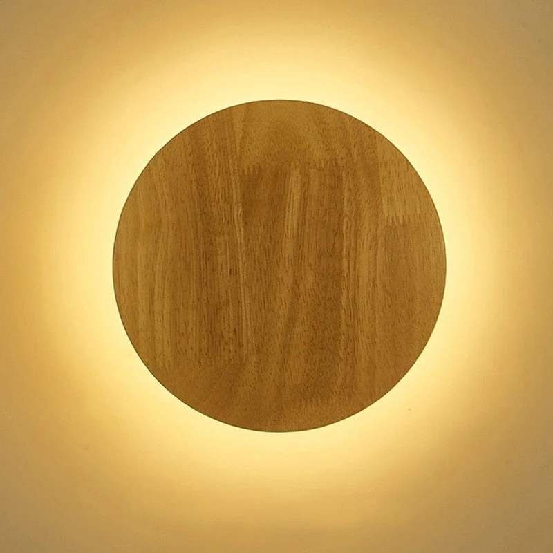 Ronnie Oval Lamps Euroselle Round Oval Wooden Craft LED Wall Lamp