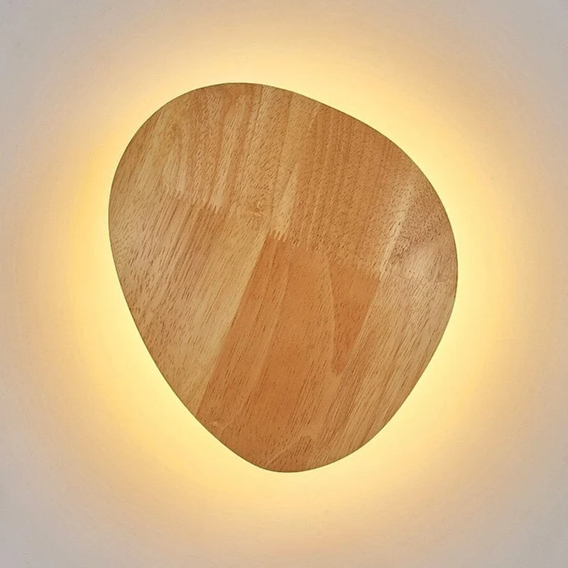 Ronnie Oval Lamps Euroselle Round Oval Wooden Craft LED Wall Lamp