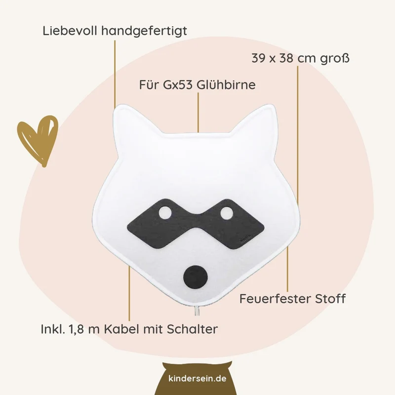 Wandlampe Kinderzimmer Waschbär