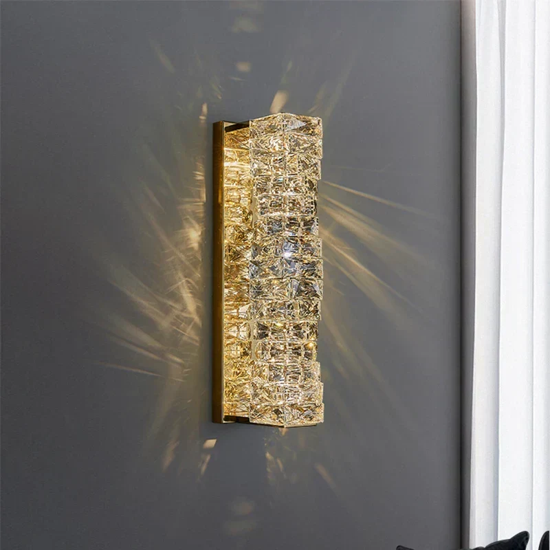 Euroselle Stafford Wall Lamp With Crystal Accents And Stainless Steel