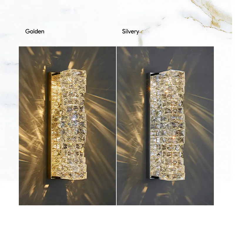 Euroselle Stafford Wall Lamp With Crystal Accents And Stainless Steel