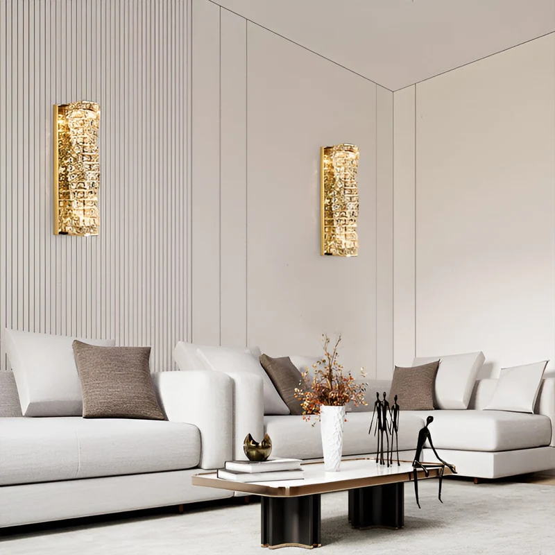 Euroselle Stafford Wall Lamp With Crystal Accents And Stainless Steel