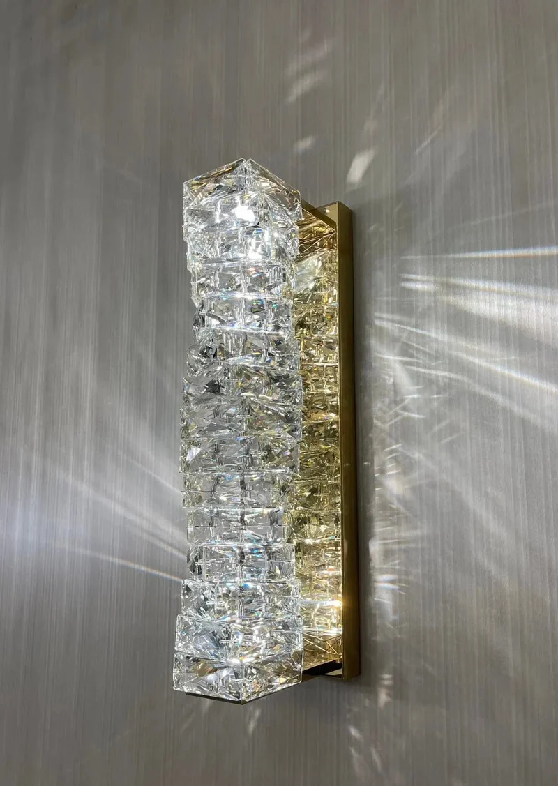 Euroselle Stafford Wall Lamp With Crystal Accents And Stainless Steel