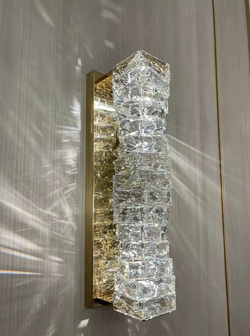 Euroselle Stafford Wall Lamp With Crystal Accents And Stainless Steel