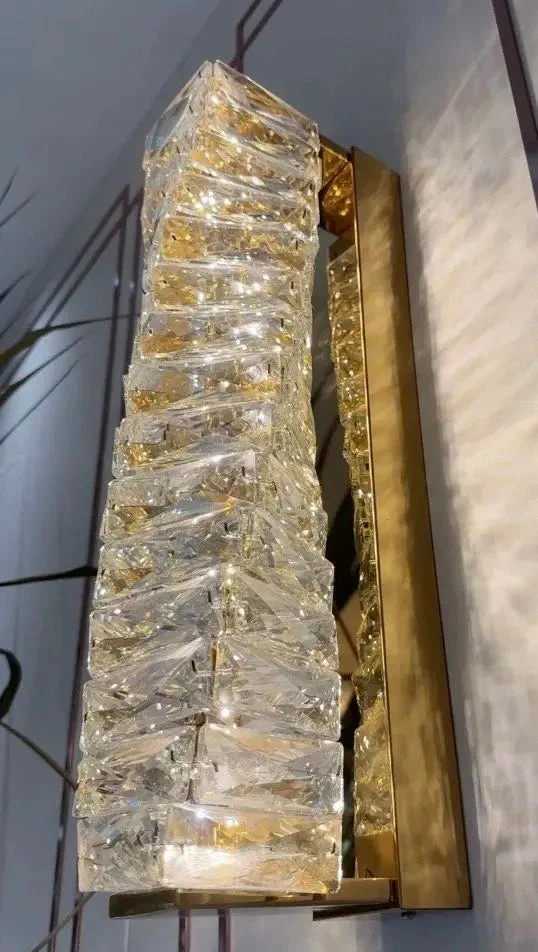 Euroselle Stafford Wall Lamp With Crystal Accents And Stainless Steel