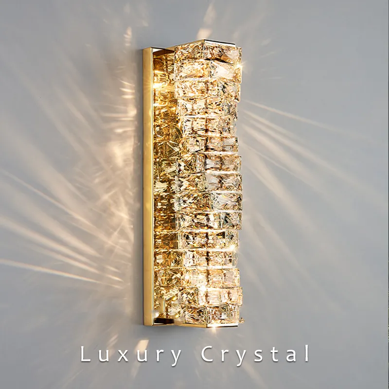 Euroselle Stafford Wall Lamp With Crystal Accents And Stainless Steel