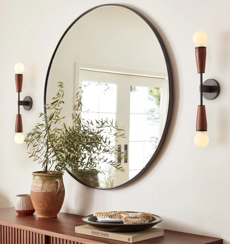 Euroselle Vintage Wall Lamp With Double Shades Mid-Century Bare-Bulb Style