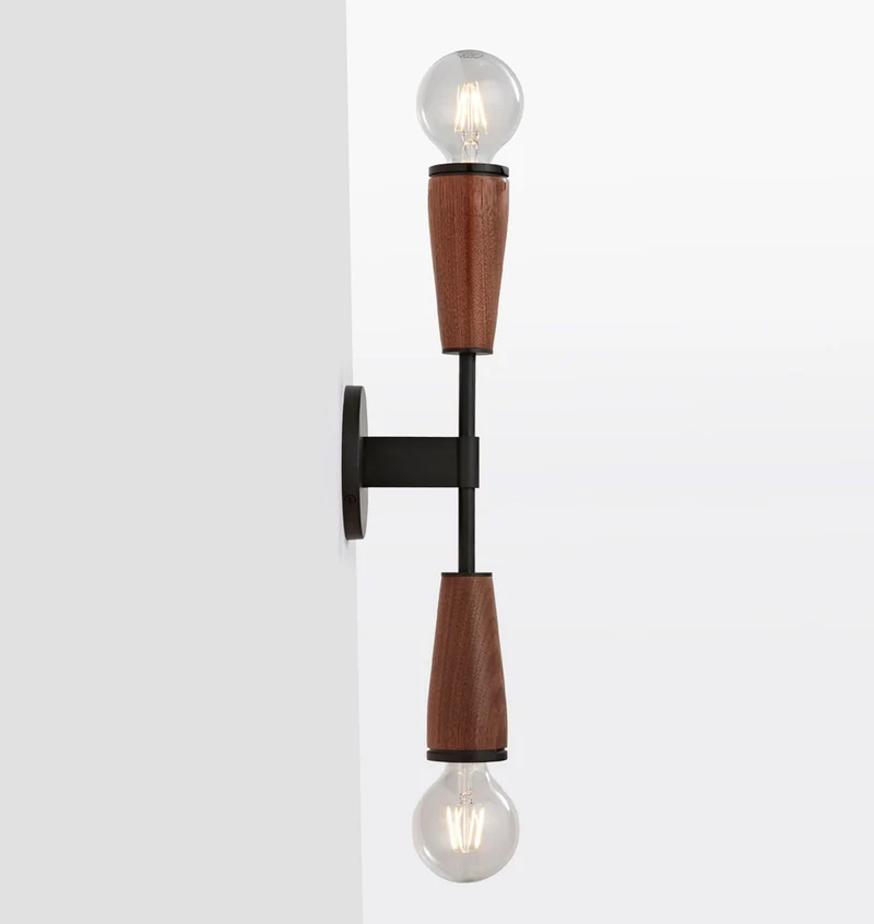 Euroselle Vintage Wall Lamp With Double Shades Mid-Century Bare-Bulb Style