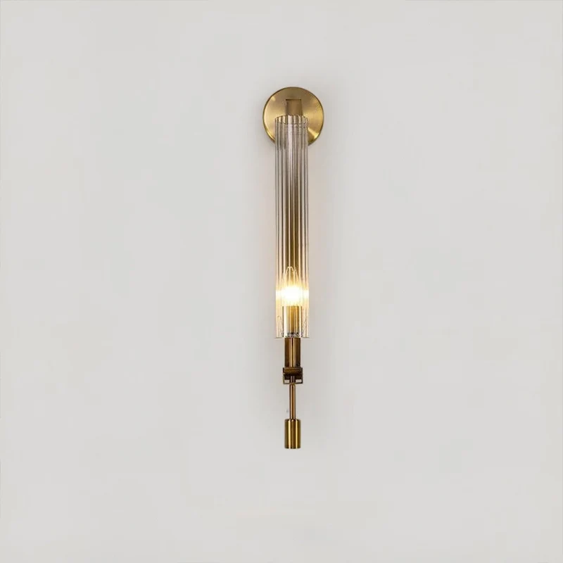 Spark Luxury Wall Lamp Euroselle With Edison Bulbs In Ribbed Glass Cylinders