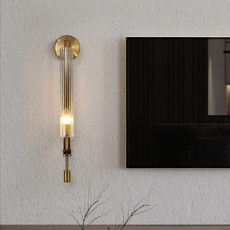 Spark Luxury Wall Lamp Euroselle With Edison Bulbs In Ribbed Glass Cylinders