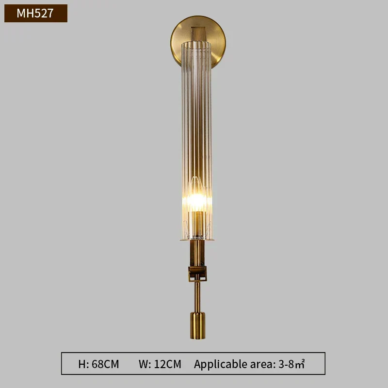 Spark Luxury Wall Lamp Euroselle With Edison Bulbs In Ribbed Glass Cylinders