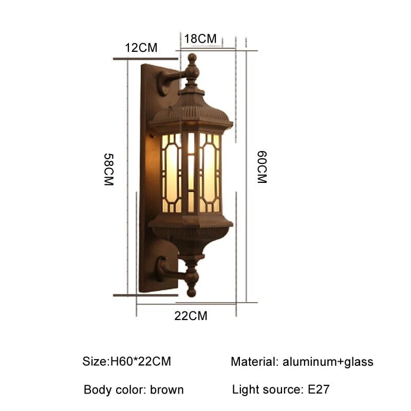 Euroselle Retro waterproof Porch Lamps With Frosted Glass Lantern Sconces In Black