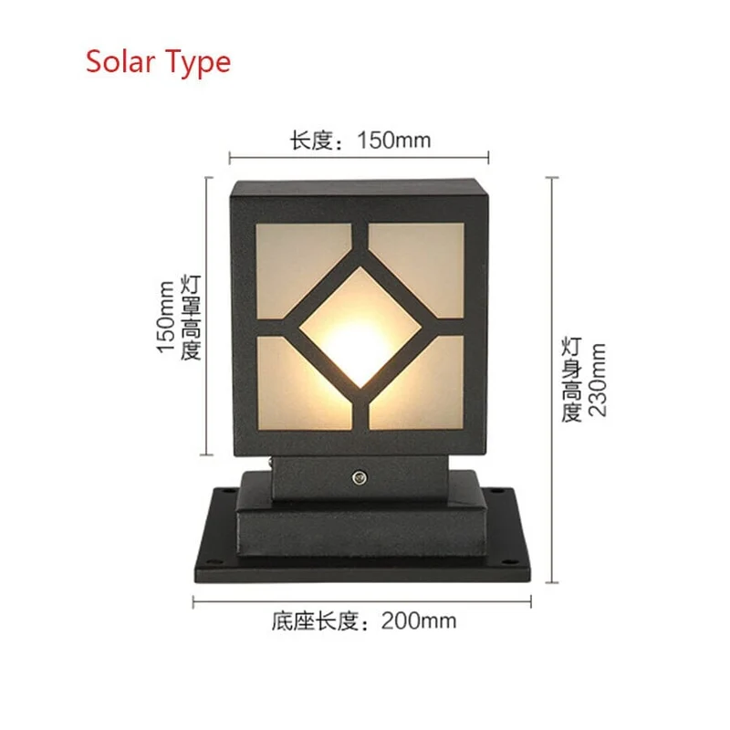 Euroselle Square Courtyard Lamp Outdoor Post Light For Garden And Porch