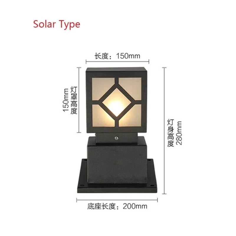 Euroselle Square Courtyard Lamp Outdoor Post Light For Garden And Porch