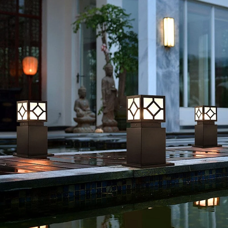 Euroselle Square Courtyard Lamp Outdoor Post Light For Garden And Porch