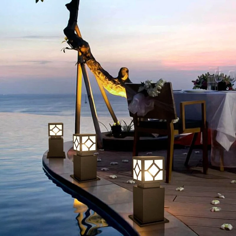 Euroselle Square Courtyard Lamp Outdoor Post Light For Garden And Porch