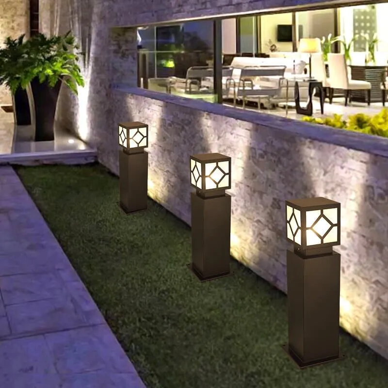 Euroselle Square Courtyard Lamp Outdoor Post Light For Garden And Porch