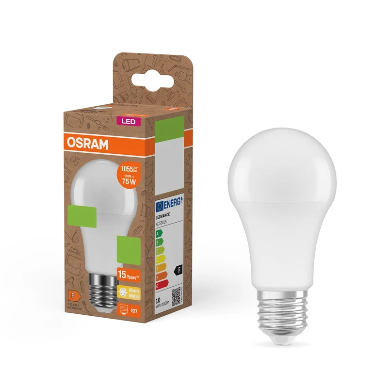 OSRAM LED PCR LAMPS WITH CLASSIC A , LED-Lampe, Matt, 10 W, (ex 75 W), 1055 lm, Warmweiß, 2700 K, 15000 h, CRI ≥80