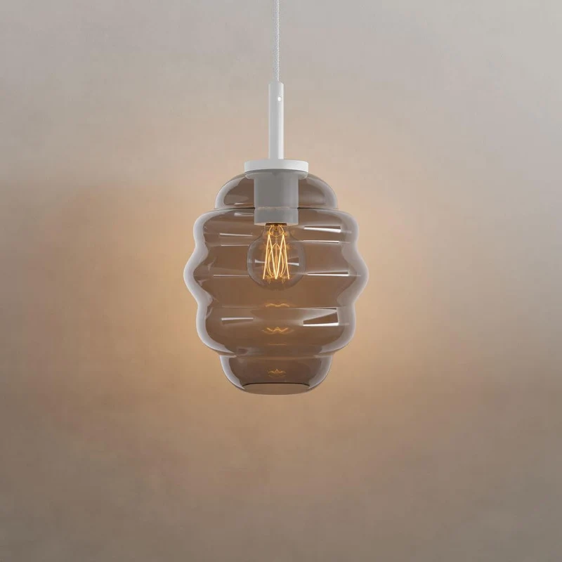 s.luce Echos Glas-Hängelampe Aufhängung 150cm Weiß