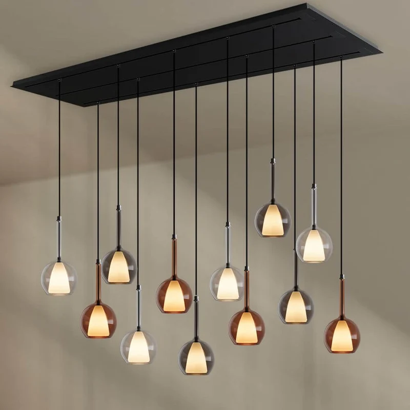 s.luce Belluna Esstischlampe 12-flammig 200cm 3-reihig