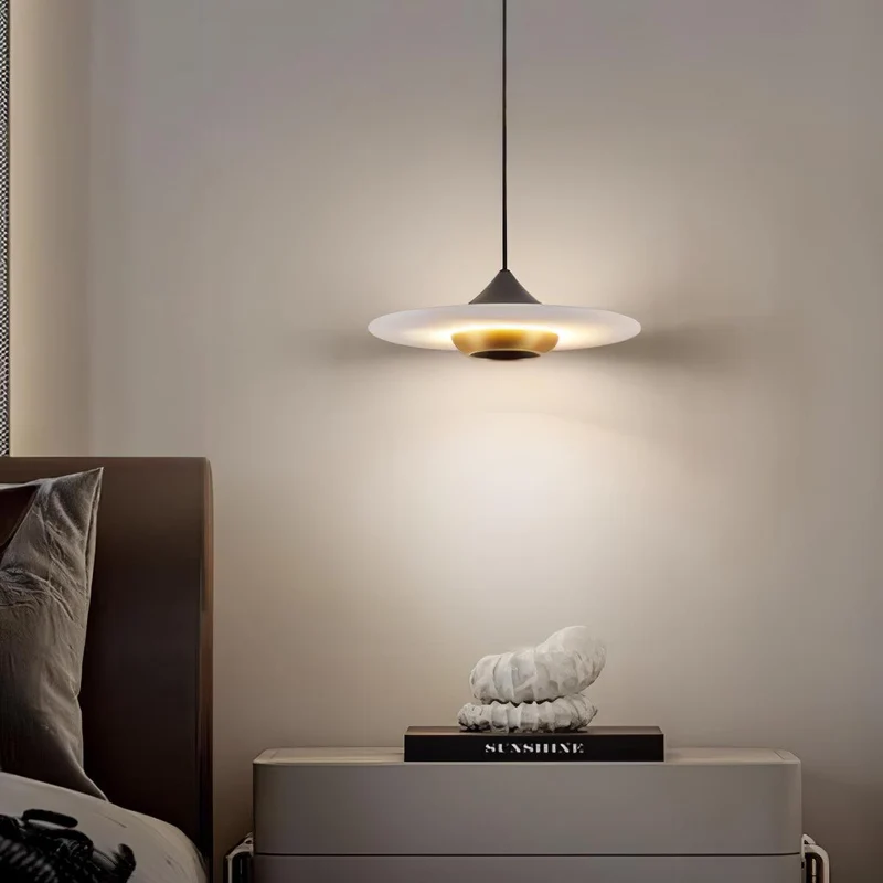 Lunara Marble Pendant Light With Integrated LED Fixture By Euroselle