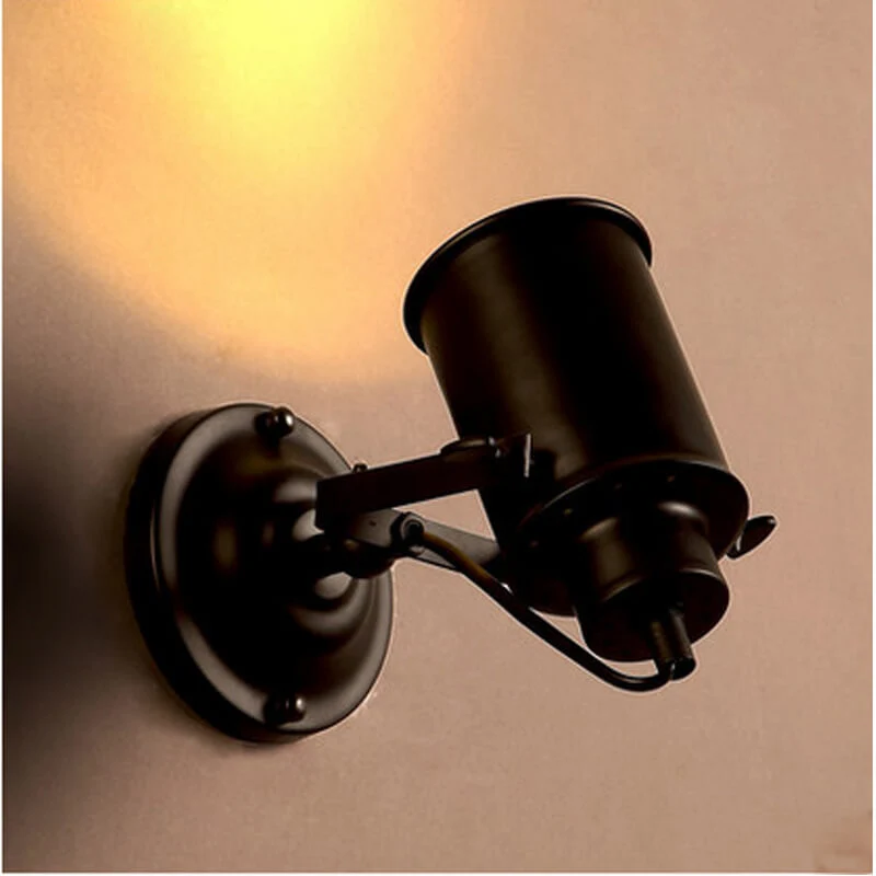 IronArm Adjustable Wall Lamp With Wrought Iron Lampshade And Cylindrical Arm Euroselle