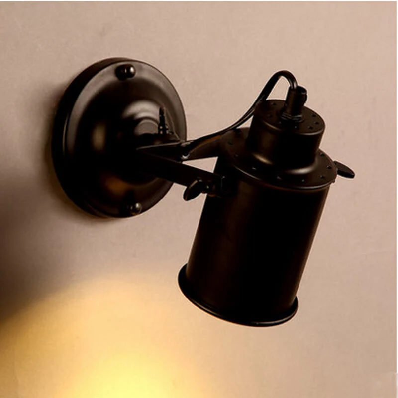 IronArm Adjustable Wall Lamp With Wrought Iron Lampshade And Cylindrical Arm Euroselle
