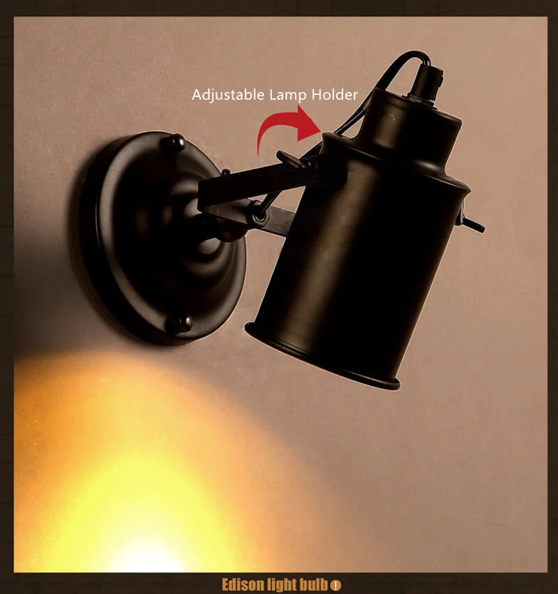 IronArm Adjustable Wall Lamp With Wrought Iron Lampshade And Cylindrical Arm Euroselle