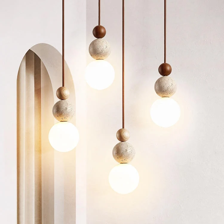Euroselle Modern Minimal Travertine Pendant Light Fixture
