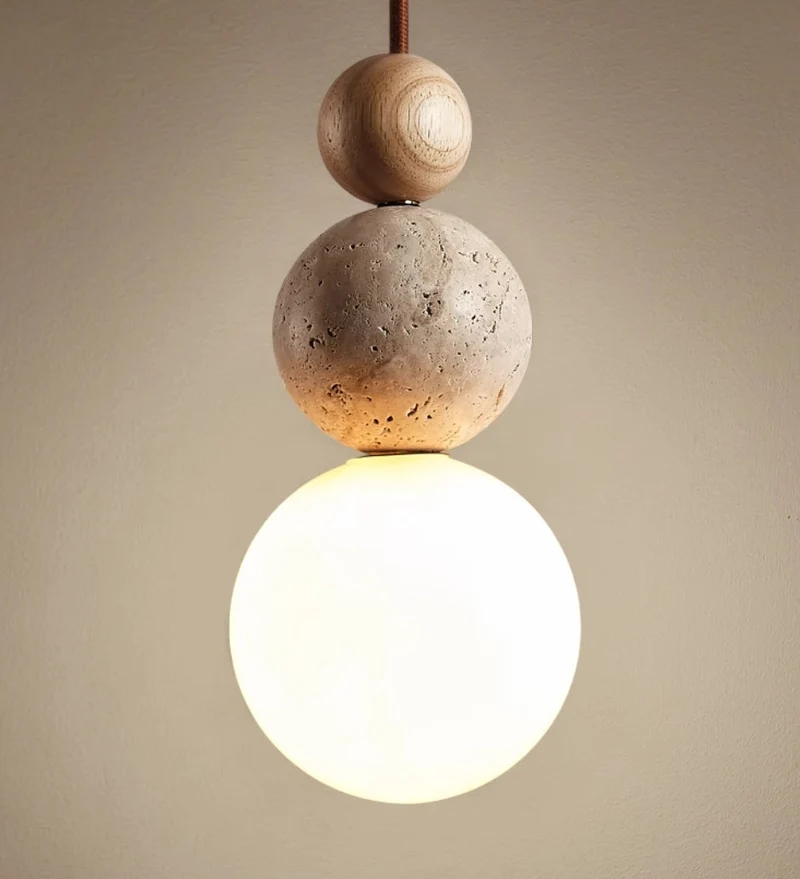 Euroselle Modern Minimal Travertine Pendant Light Fixture