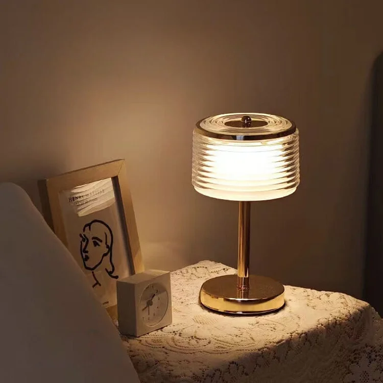 Euroselle LED Ring Table Lamp With Crystal Clear Ring Shade