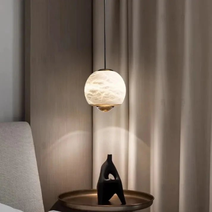 Lyrin Nordic Alabaster Globe Pendant On Marble Base Euroselle