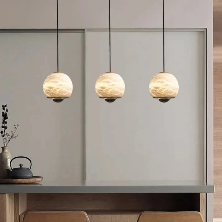 Lyrin Nordic Alabaster Globe Pendant On Marble Base Euroselle