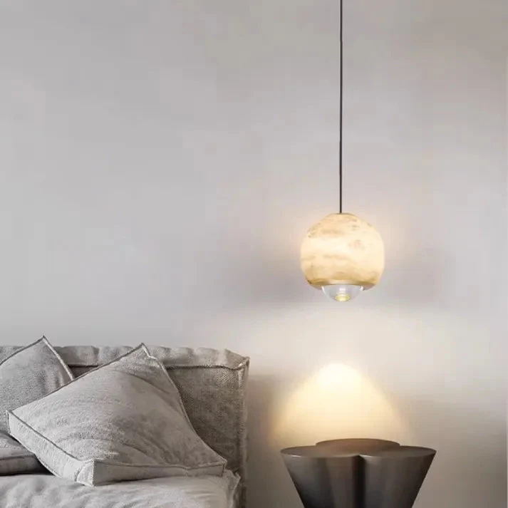 Lyrin Nordic Alabaster Globe Pendant On Marble Base Euroselle