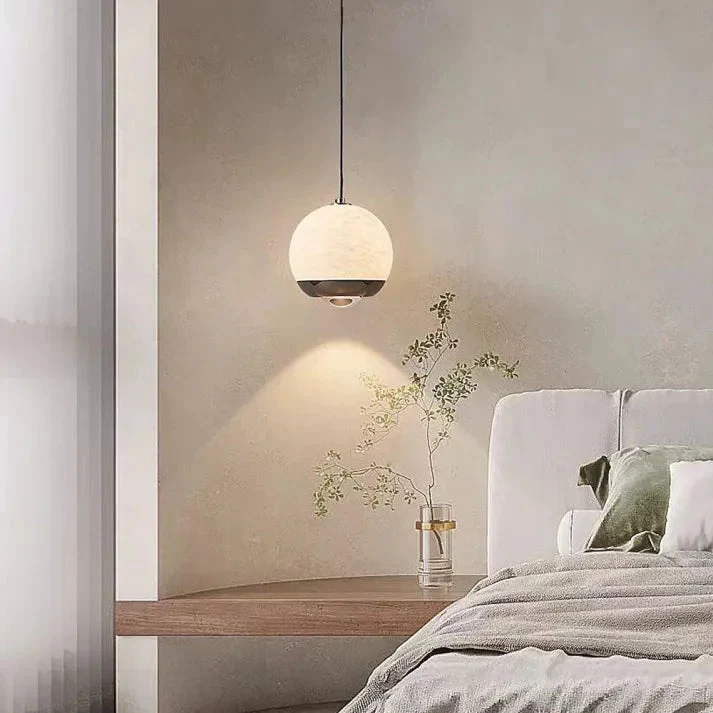 Lyrin Nordic Alabaster Globe Pendant On Marble Base Euroselle