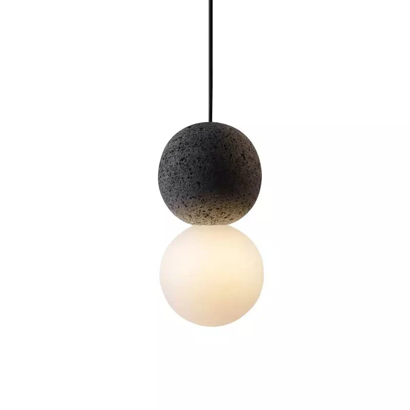 Vellon Geometric Pendant Light In Volcanic Stone Opal By Euroselle