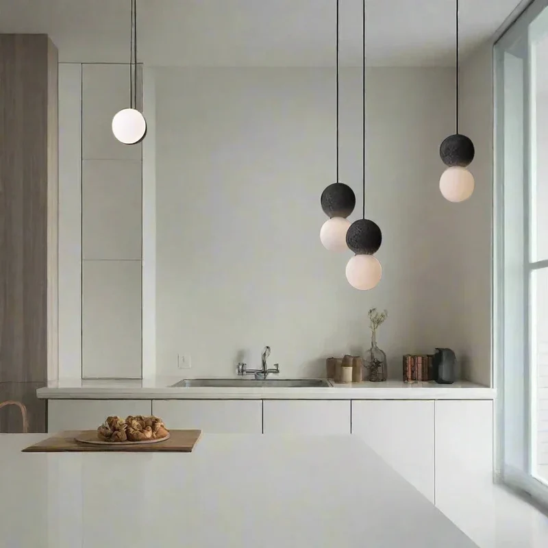 Vellon Geometric Pendant Light In Volcanic Stone Opal By Euroselle