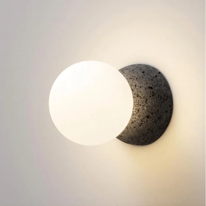 Orillo Pendant Light Geometric Cement Volcanic Stone Opal Glass Euroselle