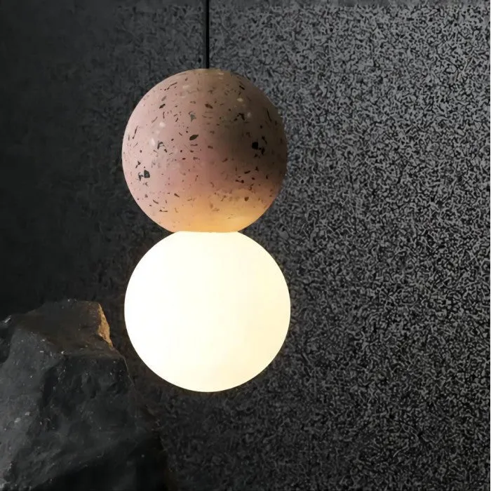 Orillo Pendant Light Geometric Cement Volcanic Stone Opal Glass Euroselle