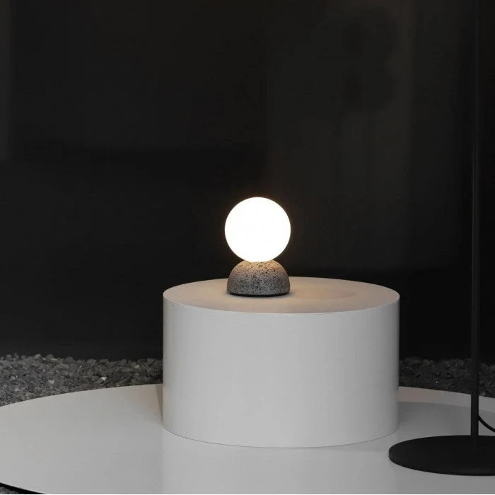 Orillo Pendant Light Geometric Cement Volcanic Stone Opal Glass Euroselle