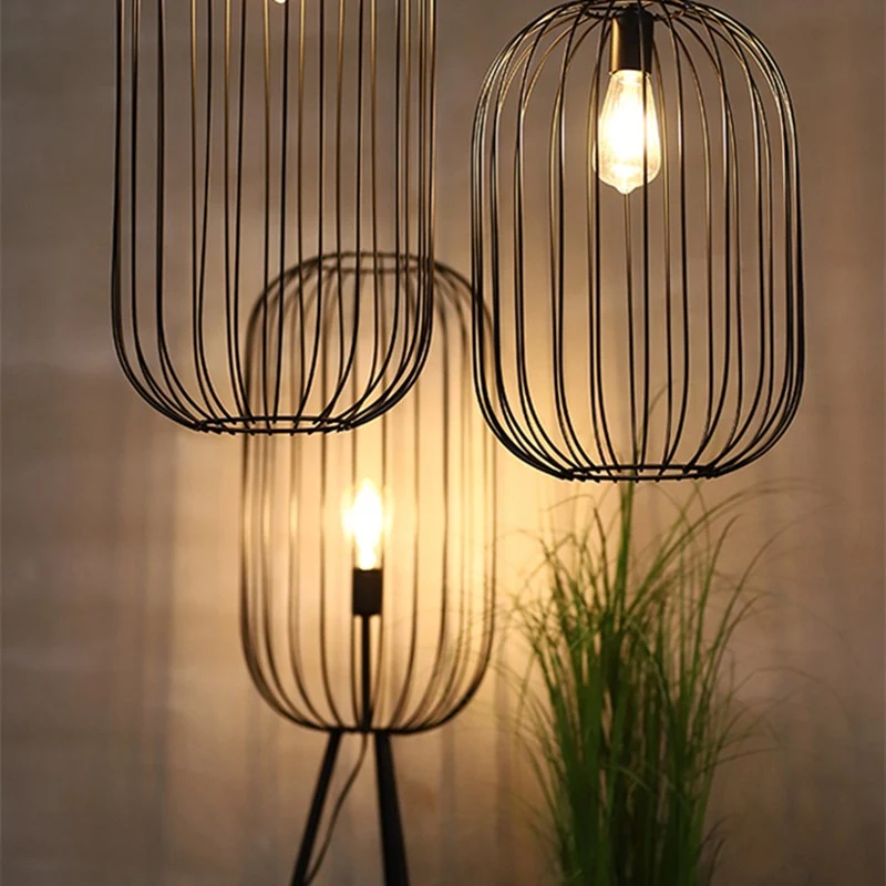 Euroselle Striped Cage Floor Lamp For Contemporary Interiors