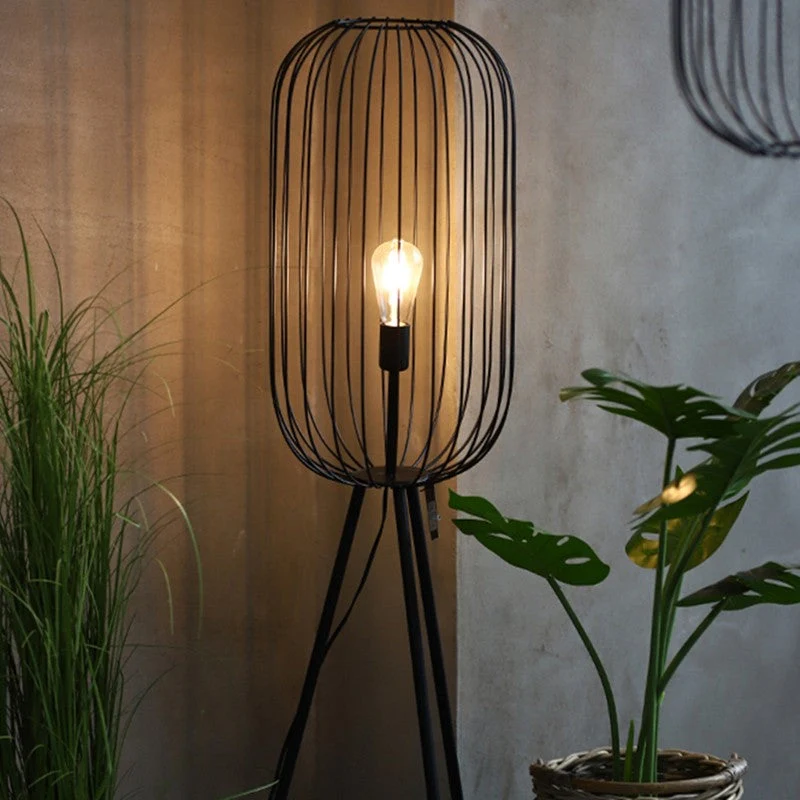 Euroselle Striped Cage Floor Lamp For Contemporary Interiors