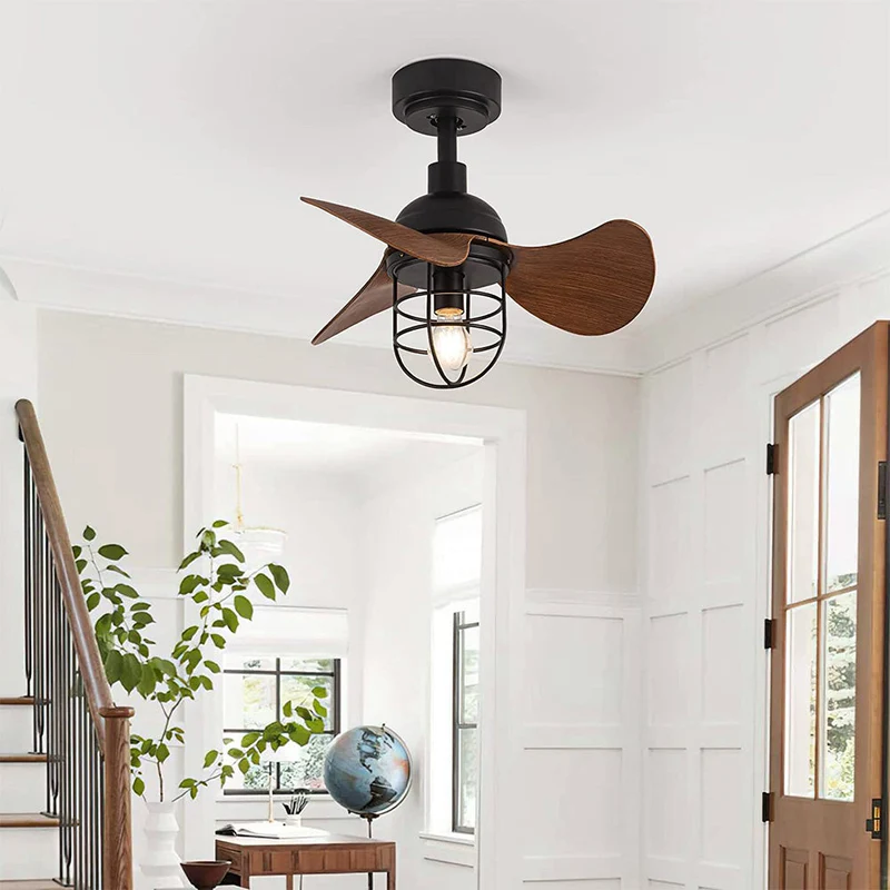 Euroselle Cute Contemporary Dark Walnut Ceiling Fans With Integrated Lighting